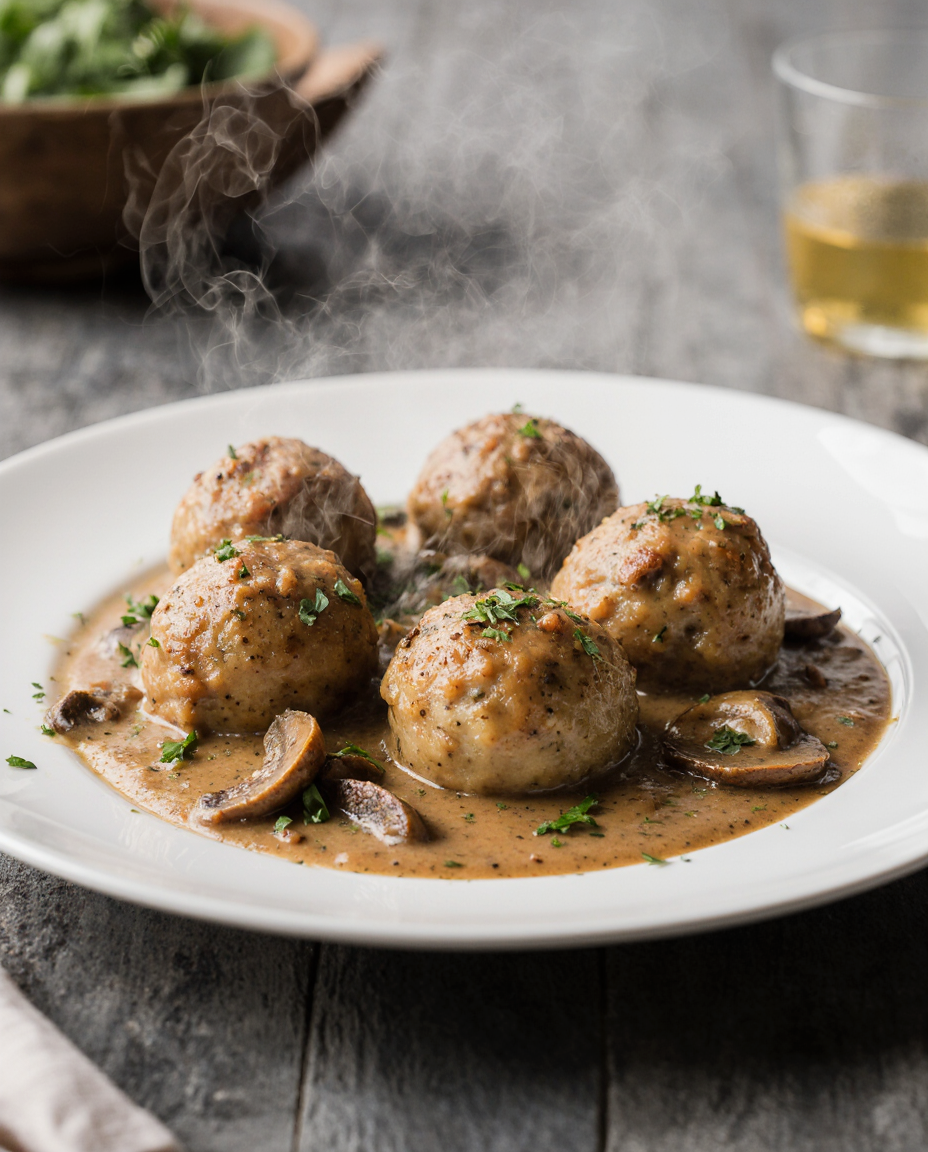 🍗 Hähnchenfrikadellen mit Pilzrahmsoße