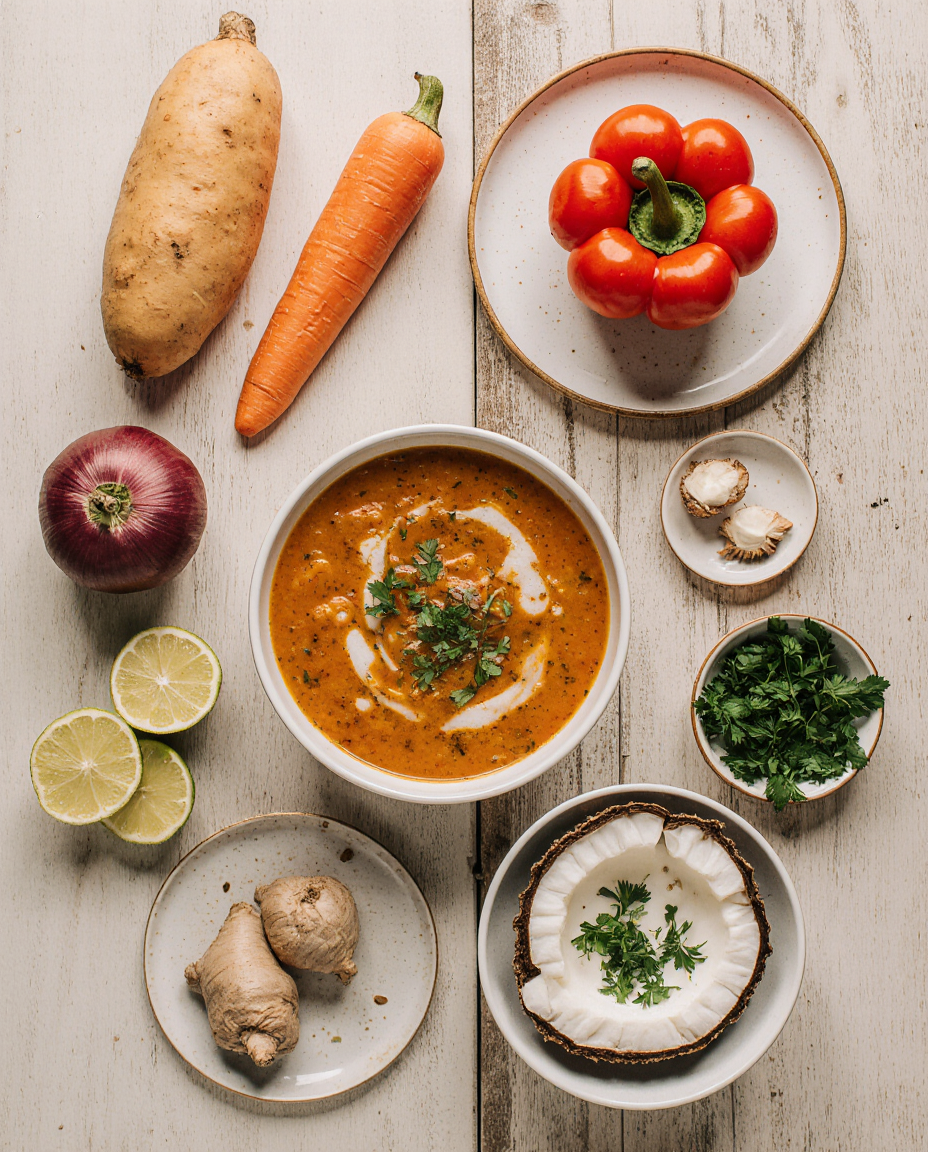 Gemüsecremesuppe mit Kokosmilch und Limette